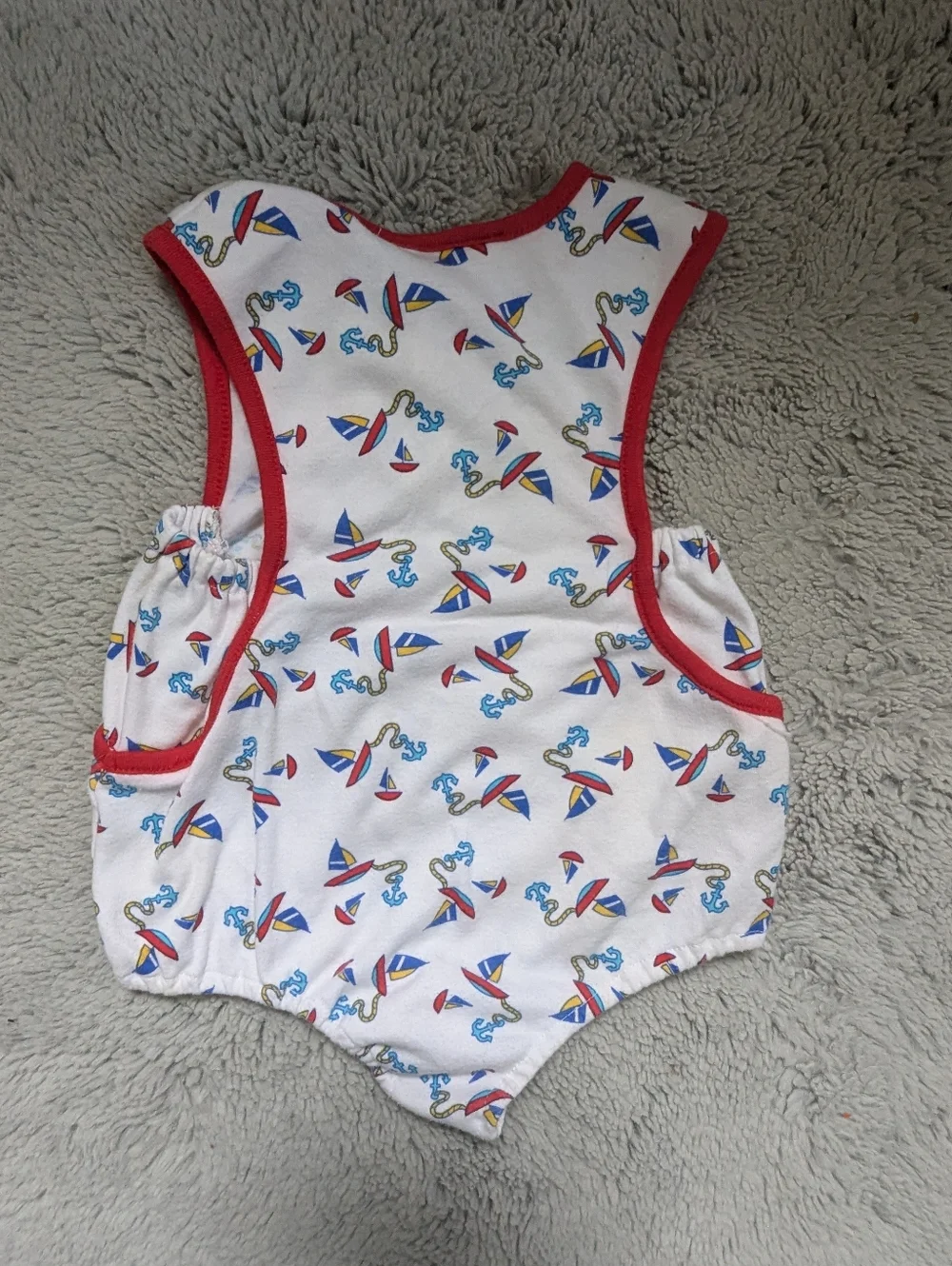 Vintage 90s Half Moon Nautical Sailboat Anchor Romper One Piece | 24 Months